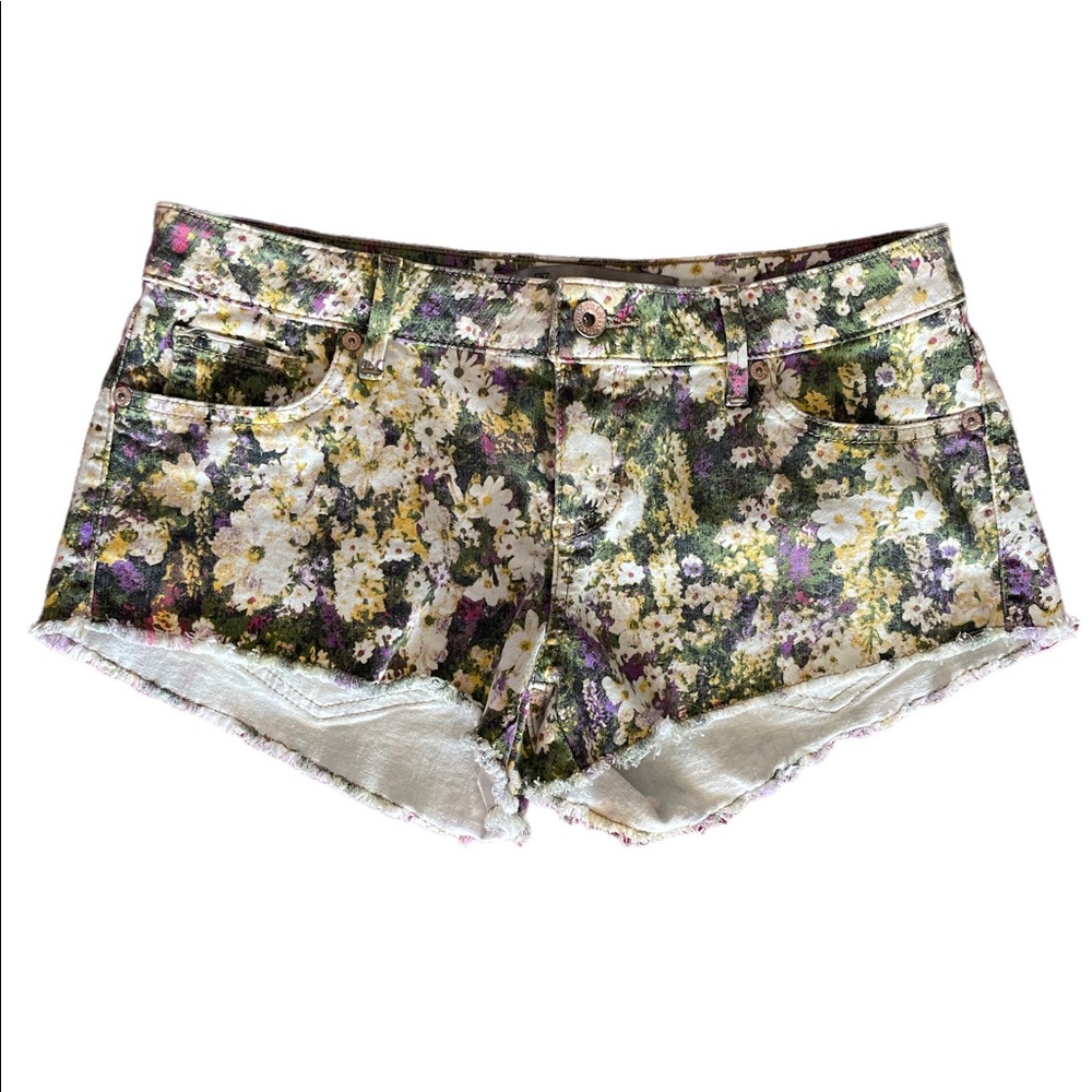 Guess floral Jean shorts size 27 multi color
